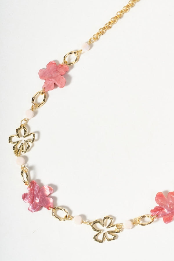 Carraig Donn Pink Flower Bead Necklace