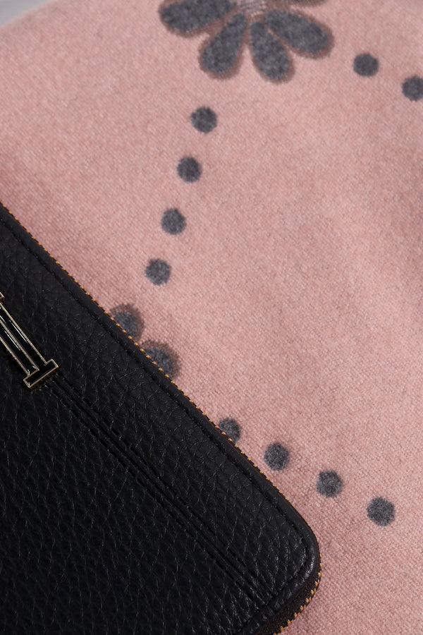 Carraig Donn Pink Flower Scarf & Black Purse Gift Set