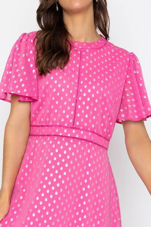 Carraig Donn Pink Foil Polka Dot Dress