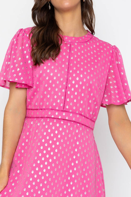 Carraig Donn Pink Foil Polka Dot Dress