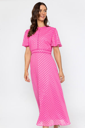 Carraig Donn Pink Foil Polka Dot Dress