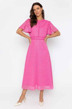 Carraig Donn Pink Foil Polka Dot Dress