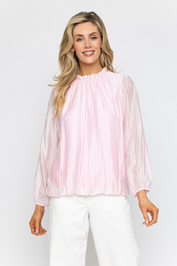Carraig Donn Pink Frill Neck Top