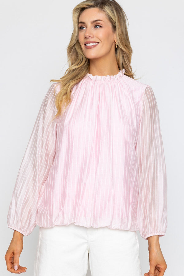 Carraig Donn Pink Frill Neck Top