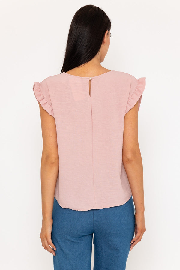 Carraig Donn Pink Frill Short Sleeve Top