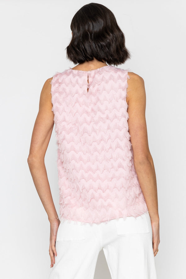 Carraig Donn Pink Fringed Sleeveless Top