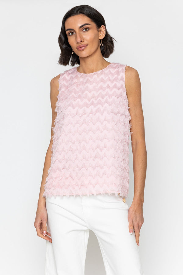 Carraig Donn Pink Fringed Sleeveless Top