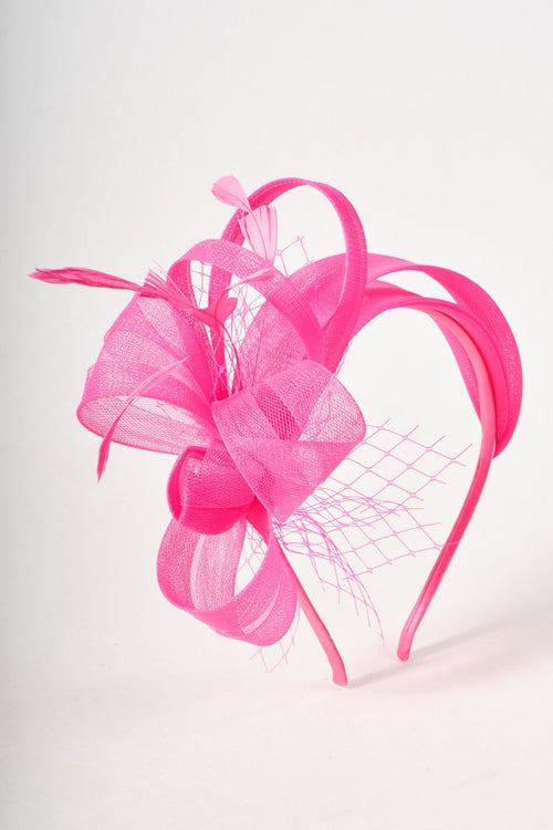 Carraig Donn Pink Hairband Fascinator with Bow & Feathers