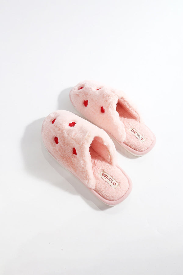 Carraig Donn Pink Heart Mule Slippers