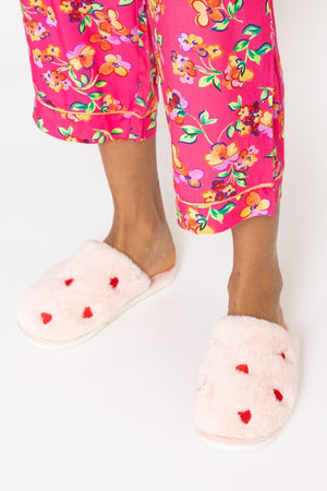 Carraig Donn Pink Heart Mule Slippers
