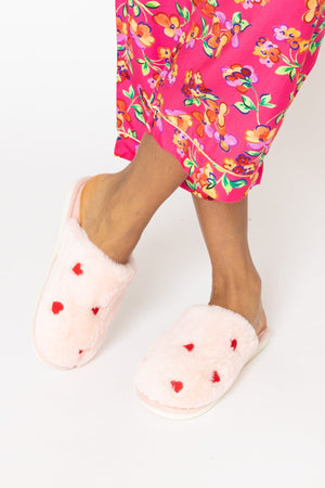 Carraig Donn Pink Heart Mule Slippers