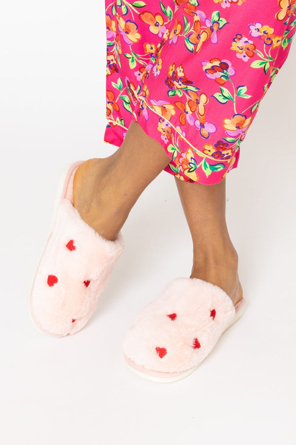 Carraig Donn Pink Heart Mule Slippers