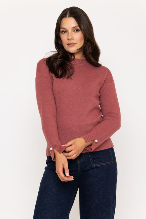 Pink Jumper with Pearl Cuff Detailing