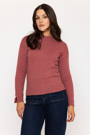 Carraig Donn Pink Jumper with Pearl Cuff Detailing