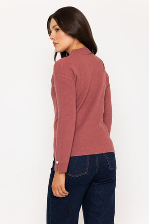 Carraig Donn Pink Jumper with Pearl Cuff Detailing