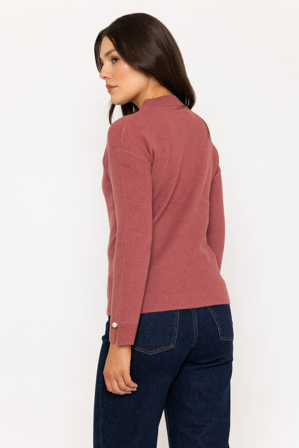 Carraig Donn Pink Jumper with Pearl Cuff Detailing