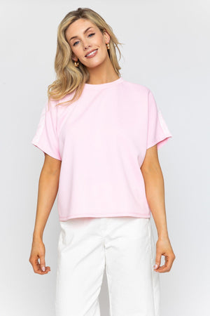 Carraig Donn Pink Lace Trim T-Shirt Top