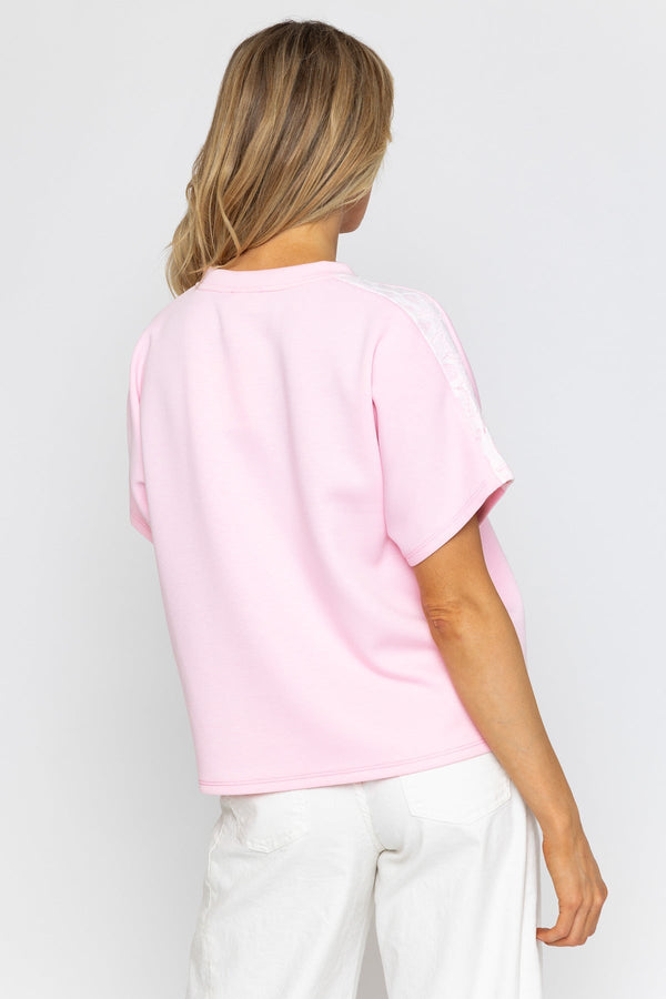 Carraig Donn Pink Lace Trim T-Shirt Top