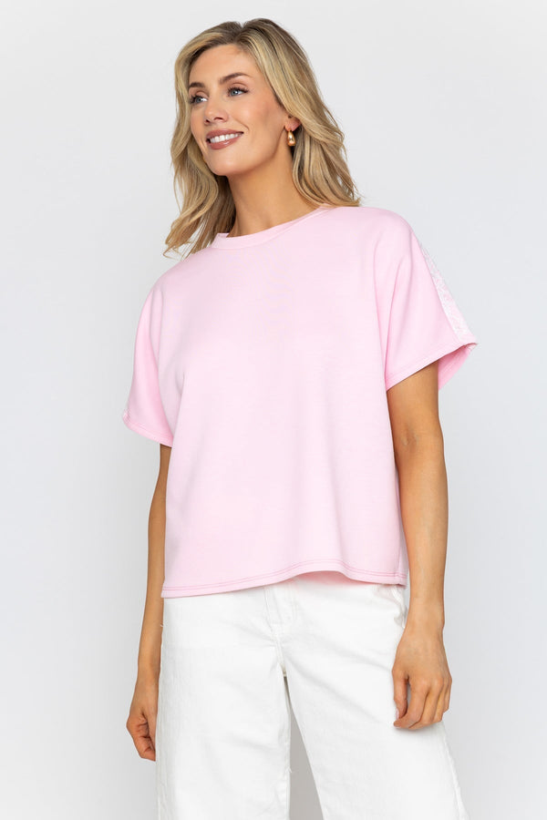 Carraig Donn Pink Lace Trim T-Shirt Top