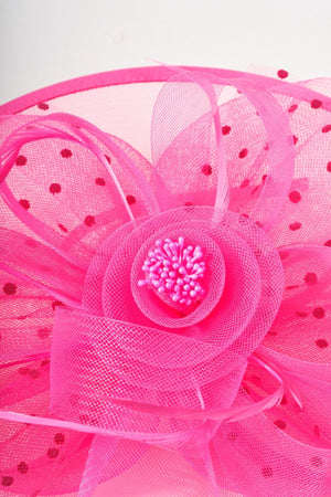 Carraig Donn Pink Large Disc Fascinator With Bow & Net Centre