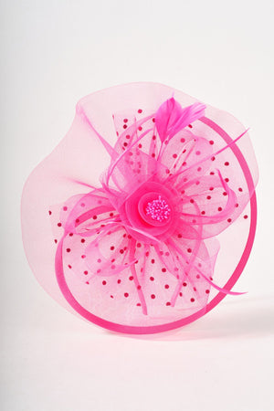 Carraig Donn Pink Large Disc Fascinator With Bow & Net Centre