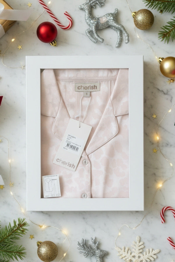 Carraig Donn Pink Leopard Print Satin PJ Set In A Gift Box