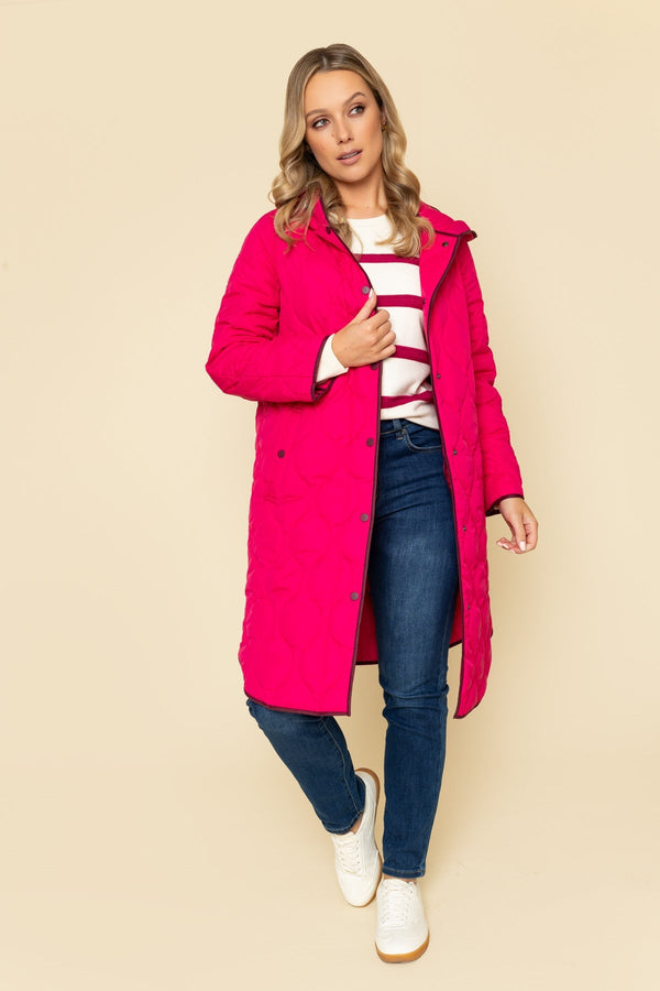 Carraig Donn Pink Longline Quilted Coat