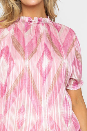 Carraig Donn Pink Lurex Print High Neck Top