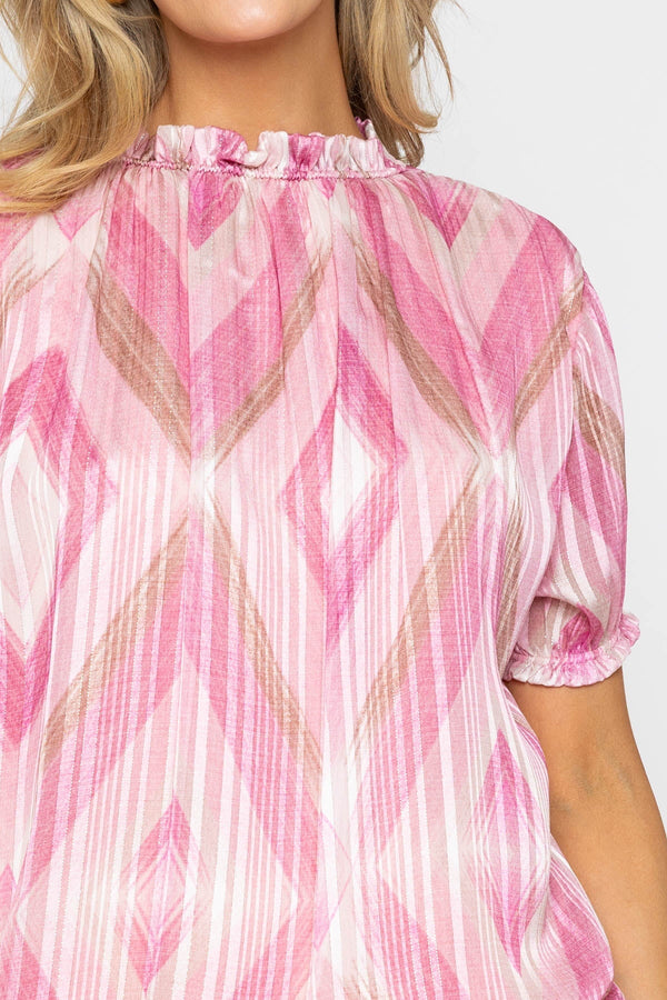 Carraig Donn Pink Lurex Print High Neck Top