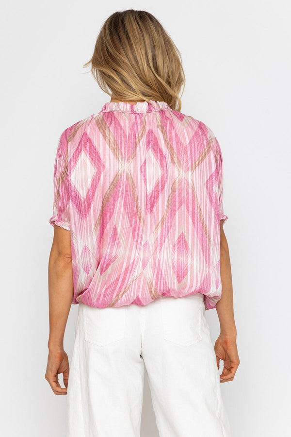 Carraig Donn Pink Lurex Print High Neck Top