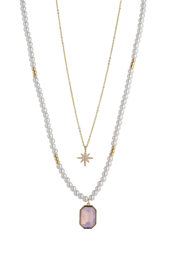 Carraig Donn Pink Opal & Pearl Necklace