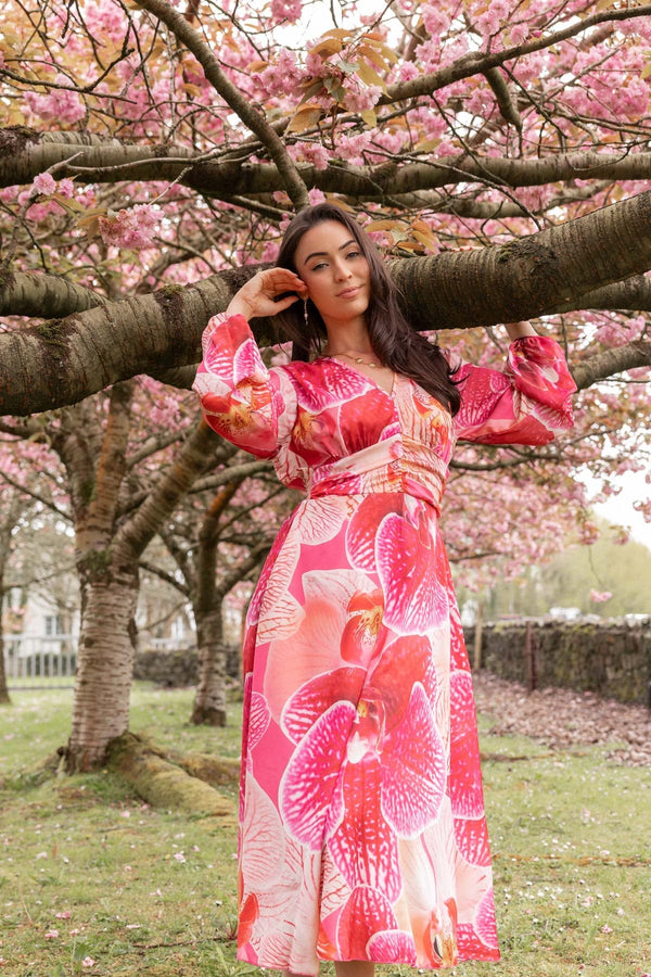 Carraig Donn Pink & Orange Alina Midi Dress