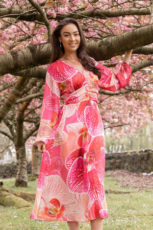 Carraig Donn Pink & Orange Alina Midi Dress