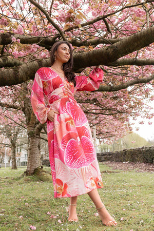 Carraig Donn Pink & Orange Alina Midi Dress
