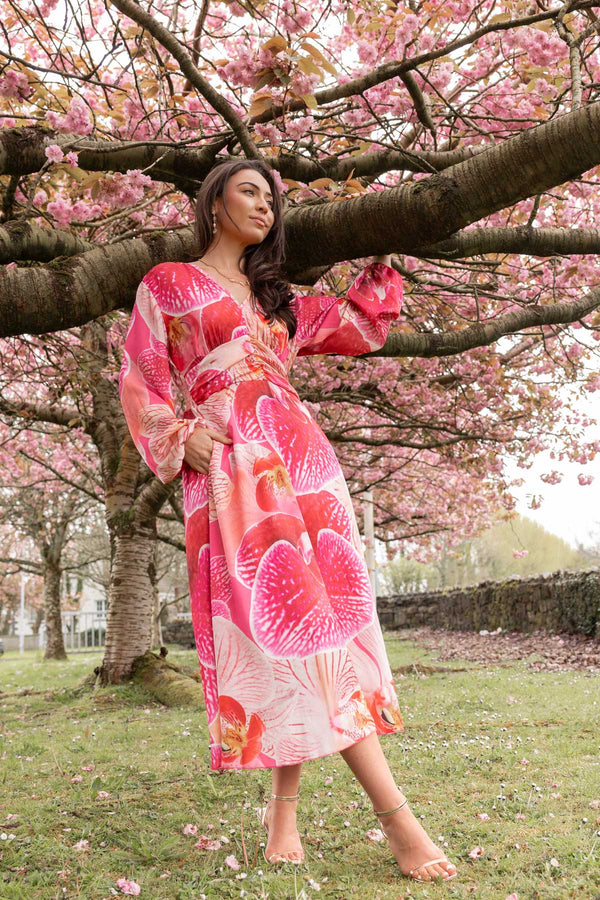 Carraig Donn Pink & Orange Alina Midi Dress