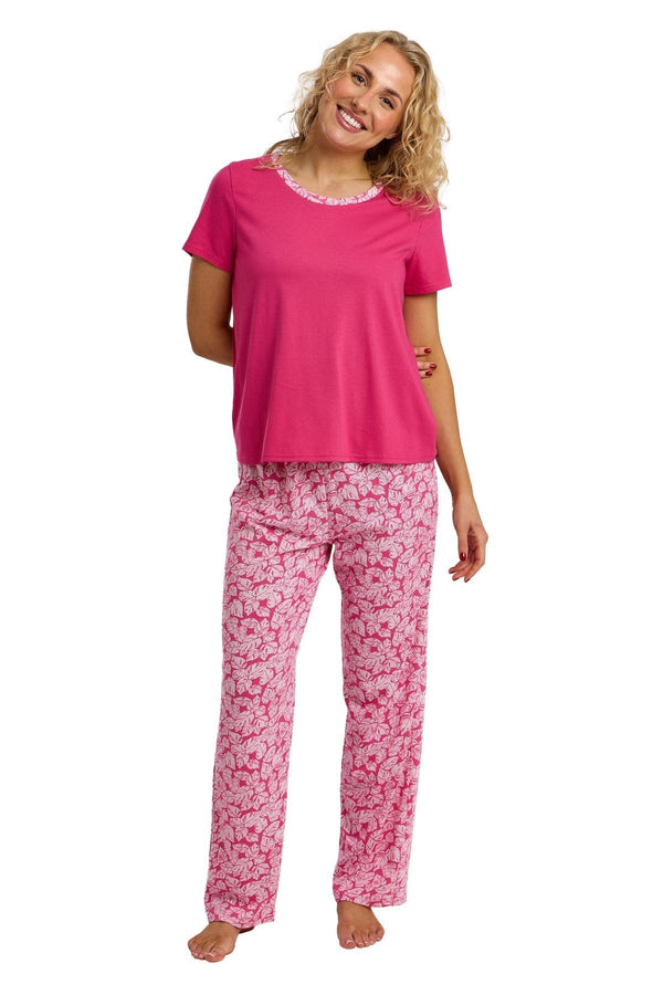 Carraig Donn Pink Palm Print Long Pyjama Set