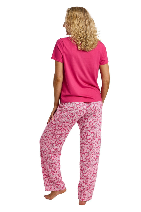 Carraig Donn Pink Palm Print Long Pyjama Set