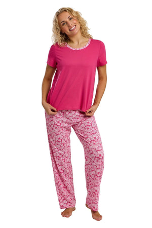 Carraig Donn Pink Palm Print Long Pyjama Set