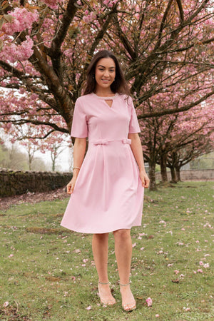 Carraig Donn Pink Pearl Neck Knee Length Dress