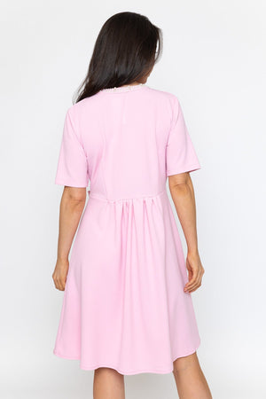 Carraig Donn Pink Pearl Neck Knee Length Dress