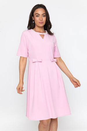 Carraig Donn Pink Pearl Neck Knee Length Dress