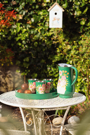 Carraig Donn Pink Posy Floral Design Green Pitcher