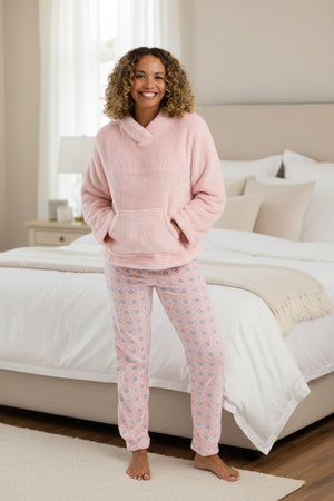Carraig Donn Pink Print Fleece Pyjama Set