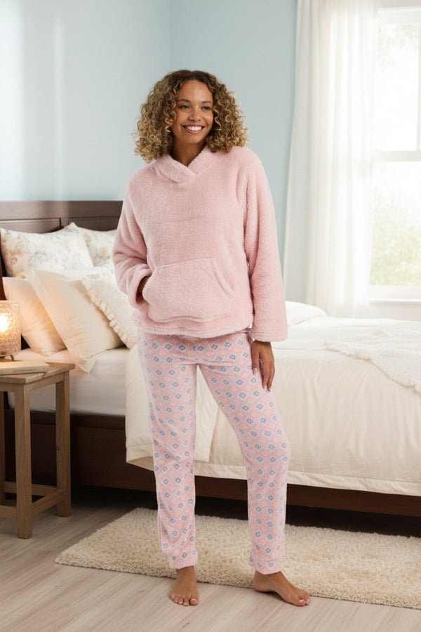 Carraig Donn Pink Print Fleece Pyjama Set