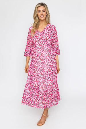 Carraig Donn Pink Print Kerry Midi Dress