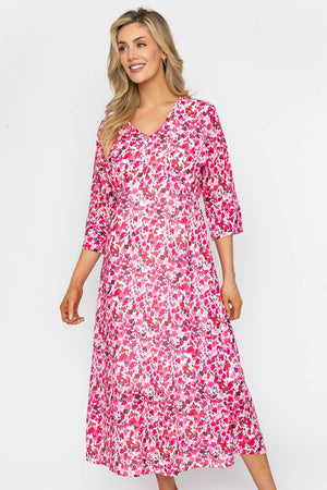 Carraig Donn Pink Print Kerry Midi Dress