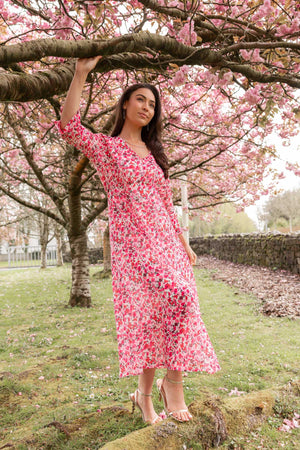 Carraig Donn Pink Print Kerry Midi Dress