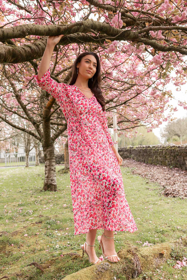 Carraig Donn Pink Print Kerry Midi Dress
