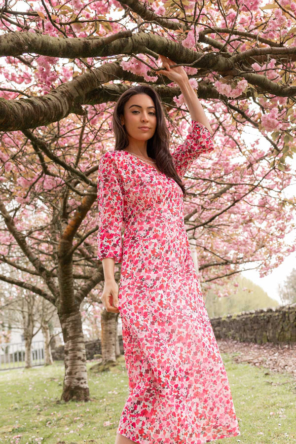 Carraig Donn Pink Print Kerry Midi Dress