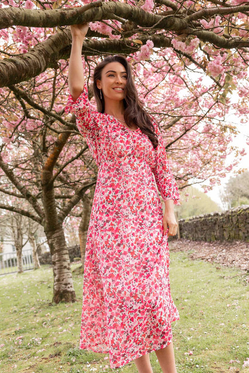 Pink Print Kerry Midi Dress